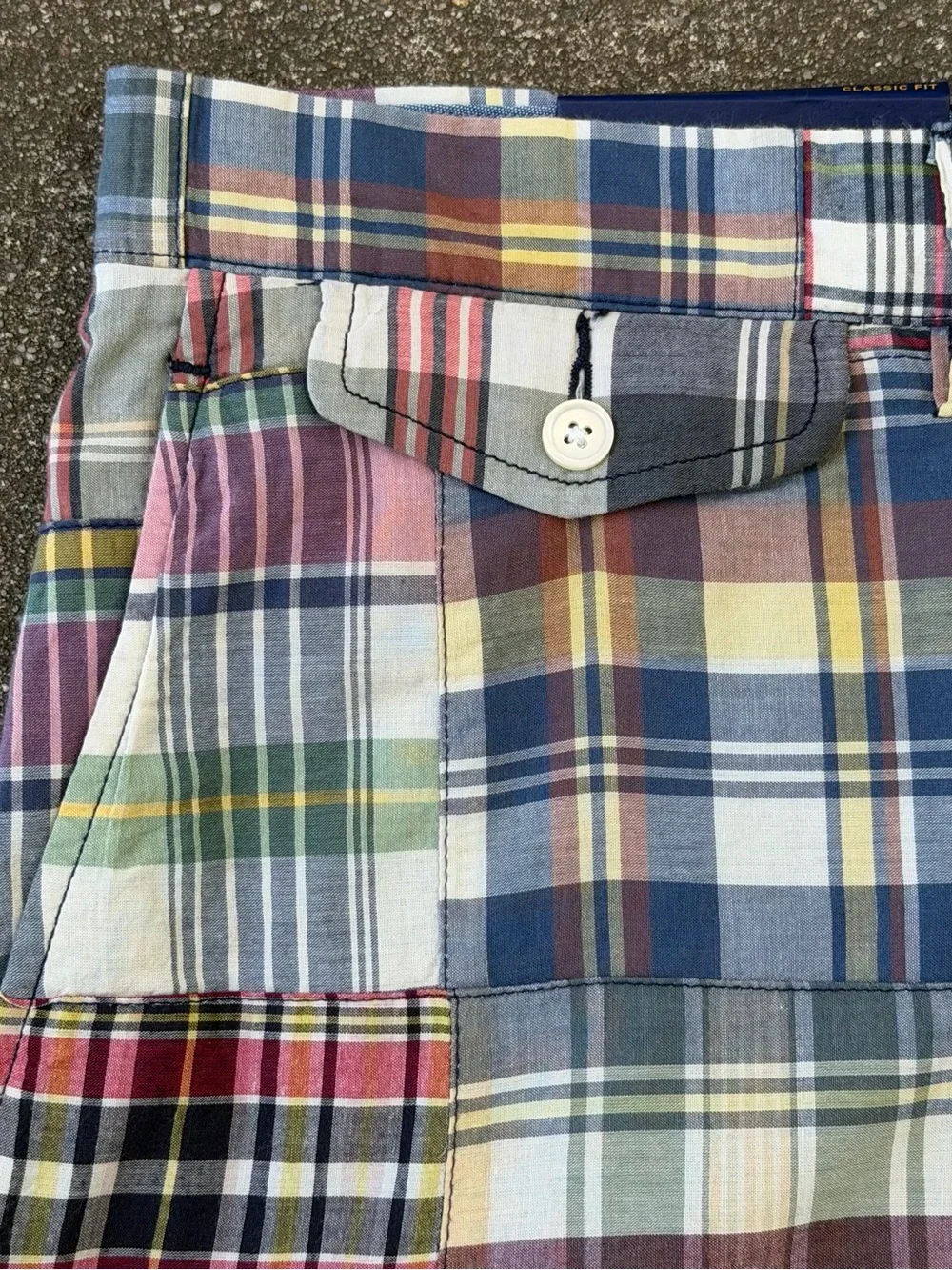 Polo Ralph Lauren Madras Plaid Patchwork Chino Shorts Size 48B Classic Fit NWT